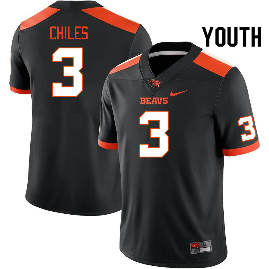 Youth #3 Aidan Chiles Oregon State Beavers College Football Jerseys Stitched Sale-Black - Click Image to Close